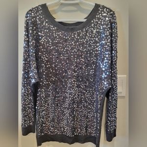 INC International Concepts Size M Dark Grey Sequined Sweater